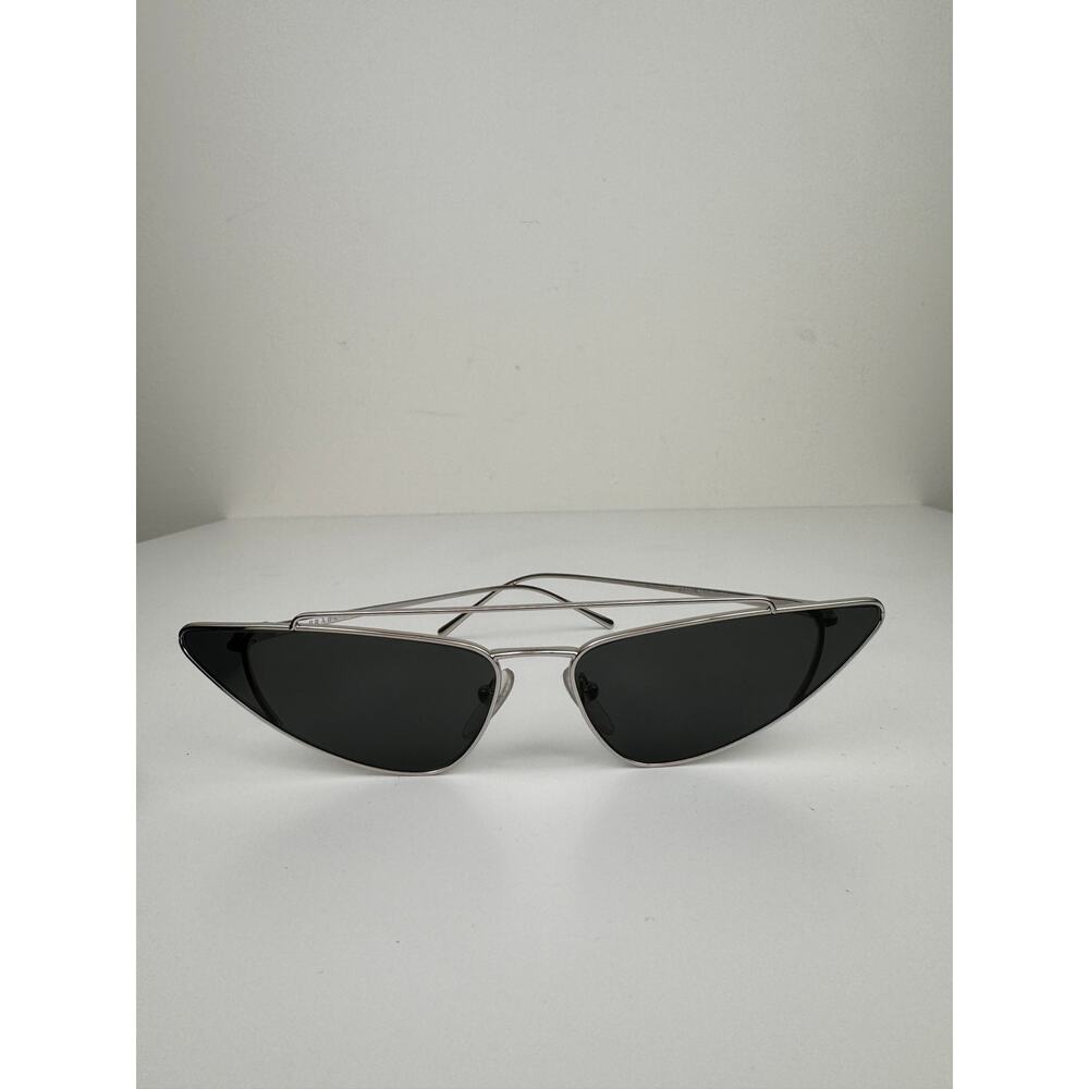 Prada SPR 63U Silver Metal Frame Dark Gray Lens Fashion Cat Eye Sunglasses RARE - Picture 7 of 11